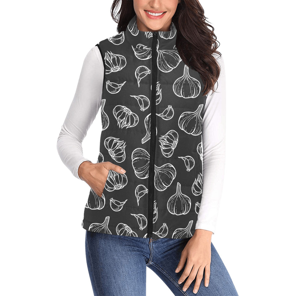 Garlic pattern black background Women's Padded Vest