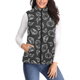 Garlic pattern black background Women's Padded Vest