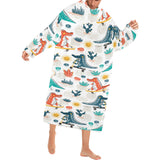 Cute Crocodile Pattern Blanket Robe with Sleeves