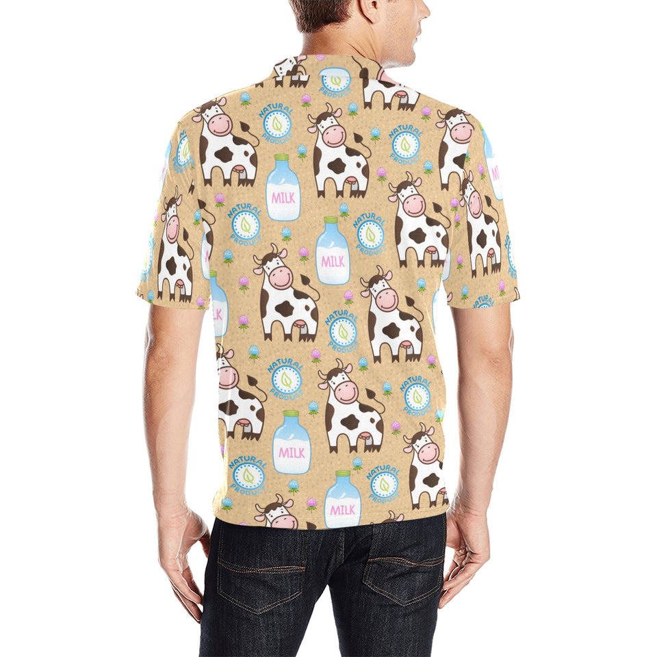 Cow bottle of milk pattern Men's All Over Print Polo Shirt