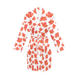 Canada Pattern Print Design 02 Women's Long Sleeve Belted Night Robe