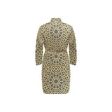 arabic star gold pattern Men's Long Sleeve Belted Night Robe