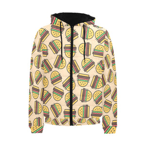 Hamburger Pattern Print Design 01 Men's Padded Hooded Jacket