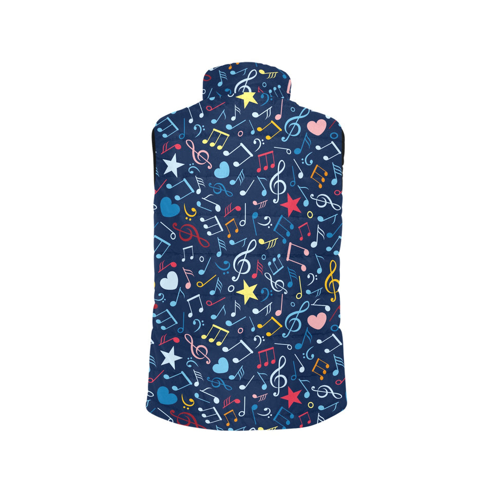 Music Notes Pattern Print Design 03 Women's Padded Vest