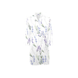 Hand painting Watercolor Lavender Men's Long Sleeve Belted Night Robe