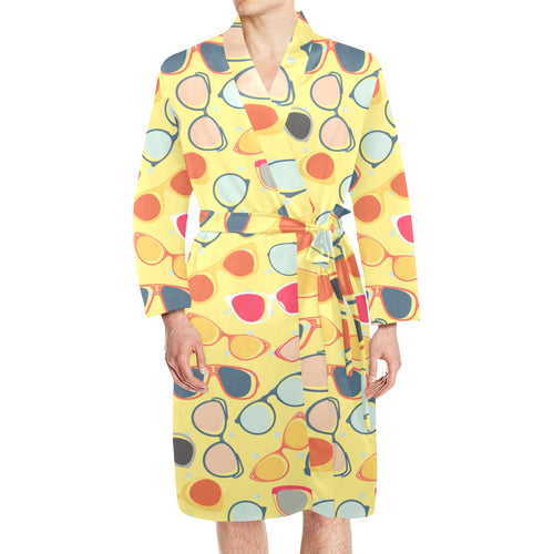 Sun Glasses Pattern Print Design 05 Men's Long Sleeve Belted Night Robe