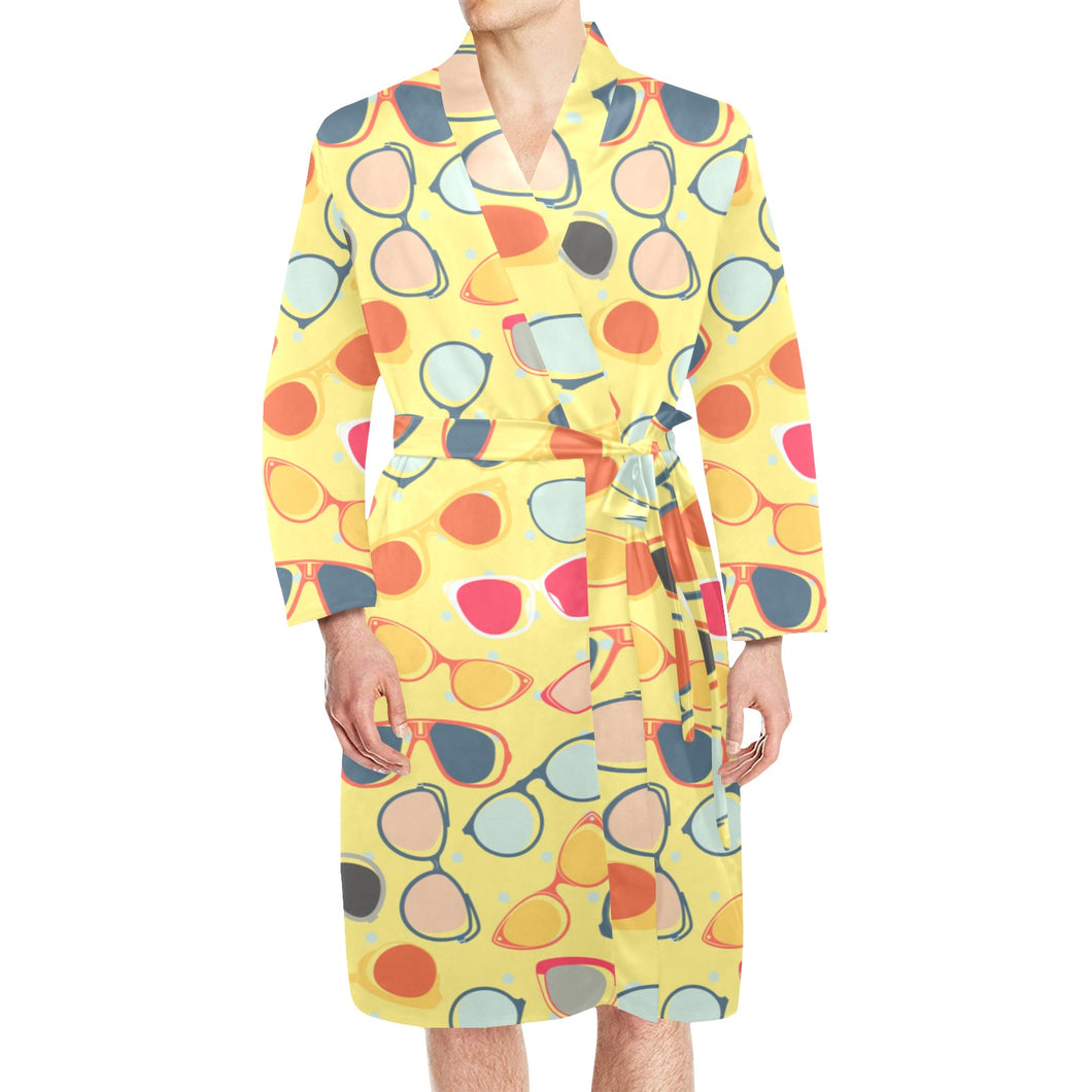 Sun Glasses Pattern Print Design 05 Men's Long Sleeve Belted Night Robe