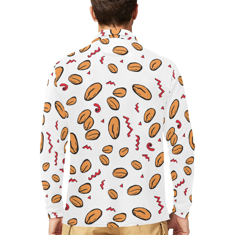 peanuts pattern background Men's Long Sleeve Polo Shirt