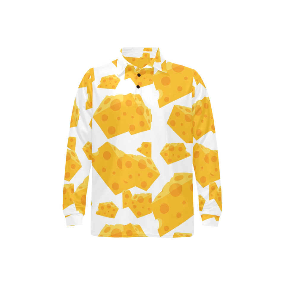 Cheese slice pattern Men's Long Sleeve Polo Shirt