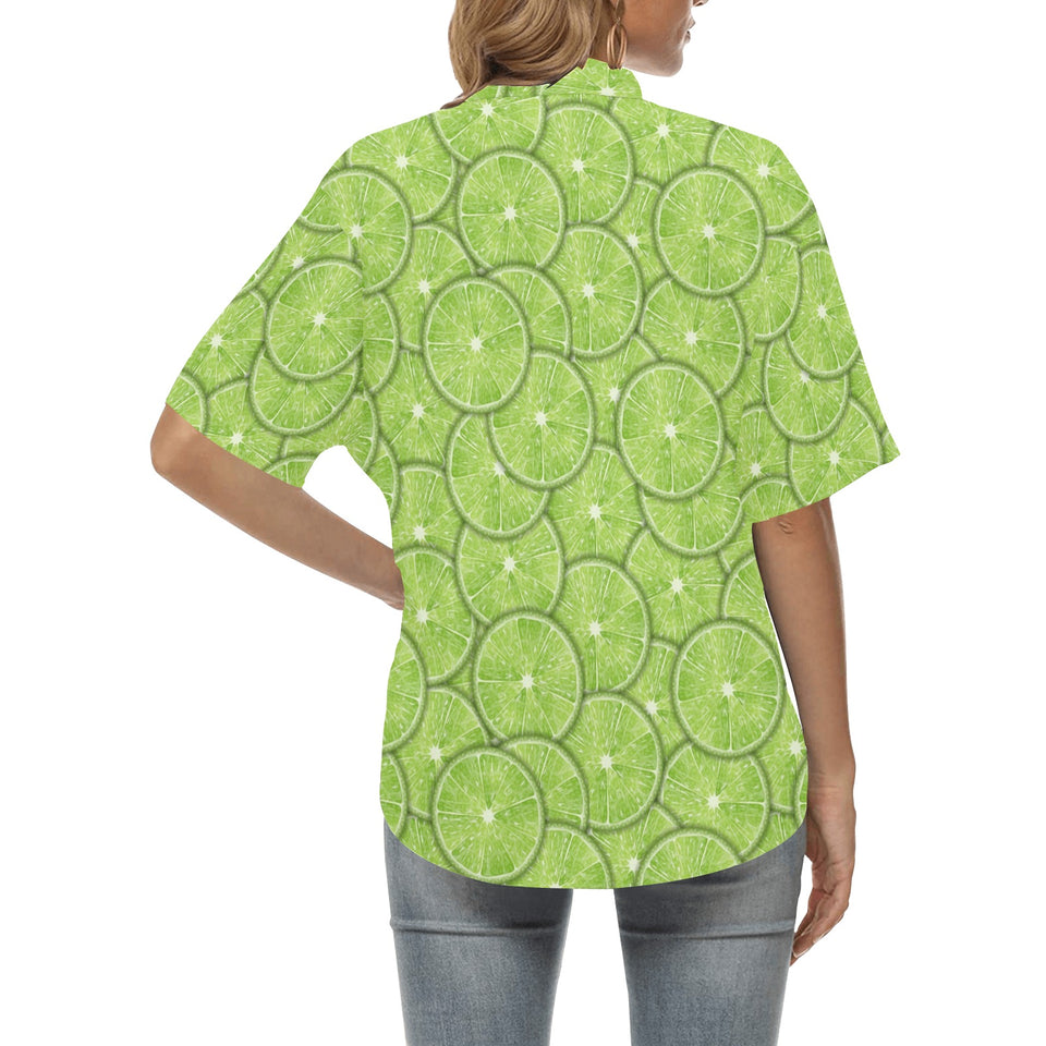 Slices of Lime pattern Women's All Over Print Hawaiian Shirt