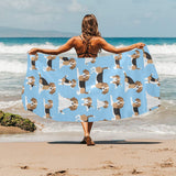 Beagle dog blue background pattern Beach Towel