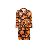 Halloween Pumpkin pattern Men's Long Sleeve Belted Night Robe