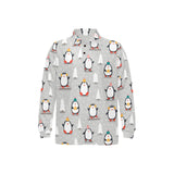 Cute Penguin christmas pattern Men's Long Sleeve Polo Shirt