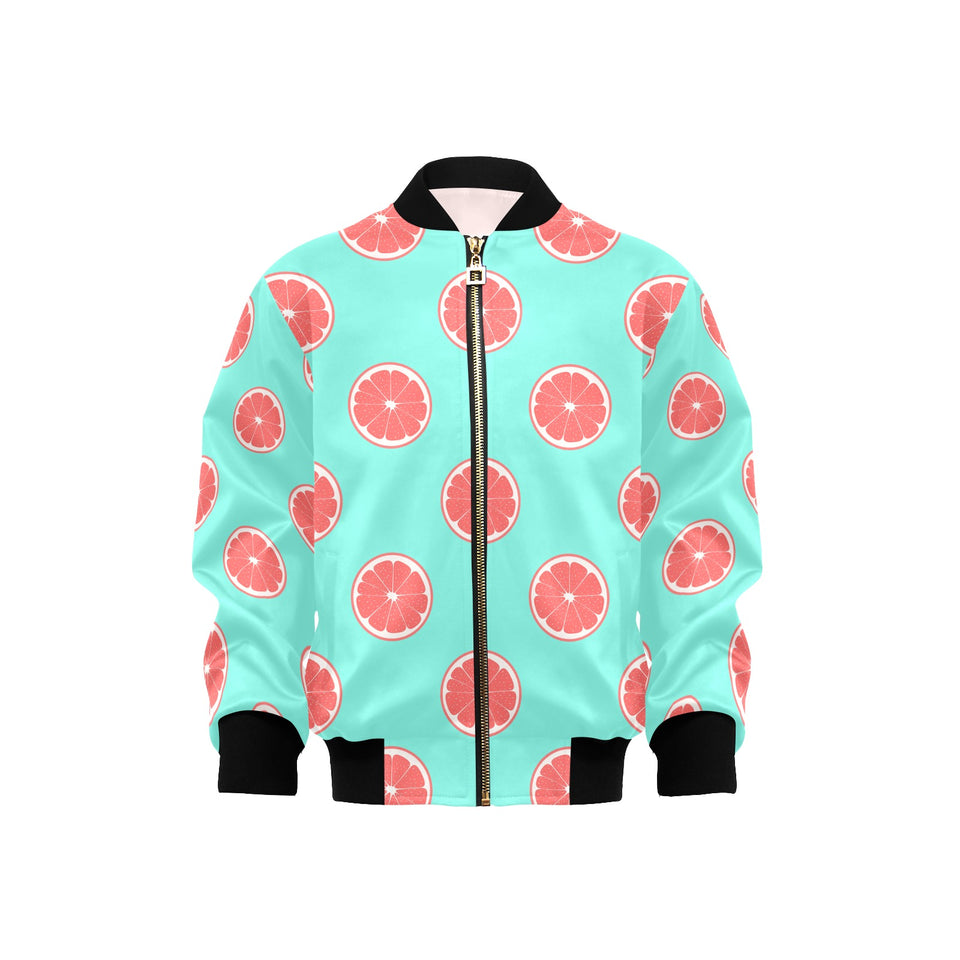 Grapefruit green background Kids' Boys' Girls' Bomber Jacket