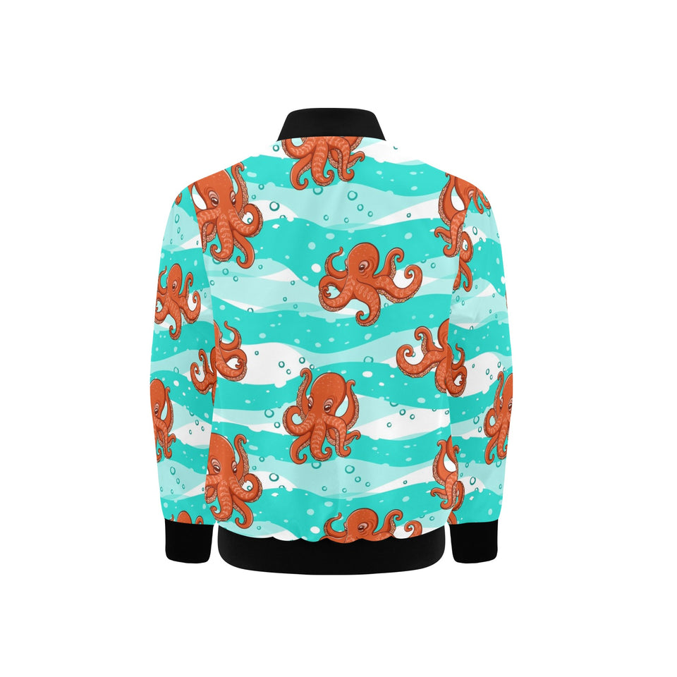 Octopuses sea wave background Kids' Boys' Girls' Bomber Jacket