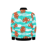 Octopuses sea wave background Kids' Boys' Girls' Bomber Jacket