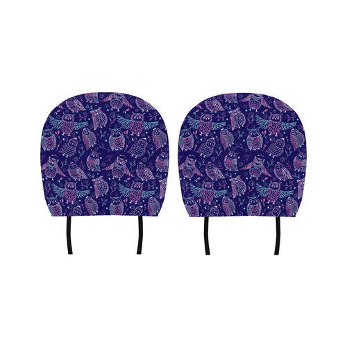 Cute owls pattern boho style ornament Car Headrest Cover