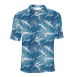 Shark hand drawn Men's All Over Print Polo Shirt