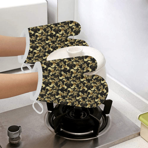 Goldfish Pattern Print Design 01 Heat Resistant Oven Mitts