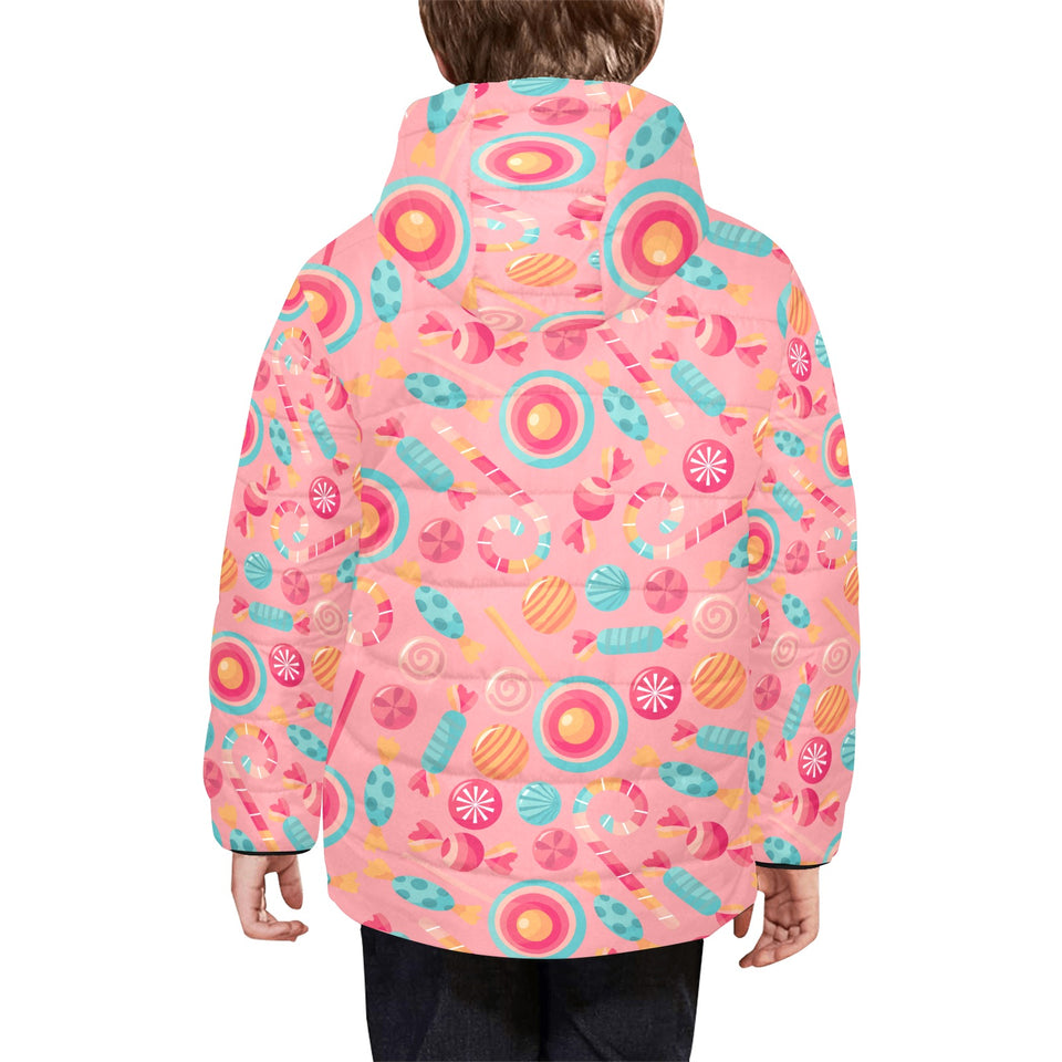 Colorful candy pattern Kids' Boys' Girls' Padded Hooded Jacket
