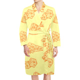 Cheese design pattern Men's Long Sleeve Belted Night Robe