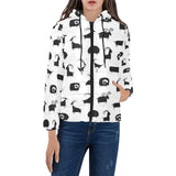 Goat ram pattern Women's Padded Hooded Jacket