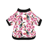 Toucan flower design pattern All Over Print Pet Dog Round Neck Fuzzy Shirt