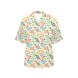 Tennis Pattern Print Design 03 Women's All Over Print Hawaiian Shirt