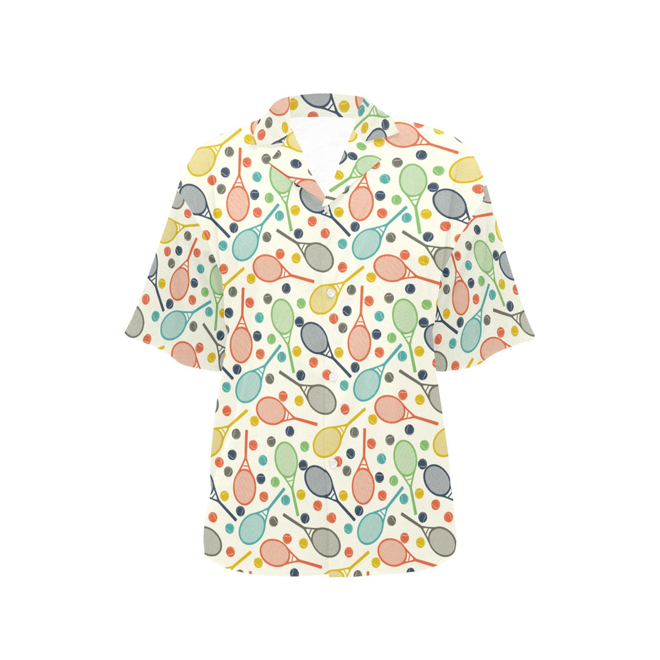 Tennis Pattern Print Design 03 Women's All Over Print Hawaiian Shirt