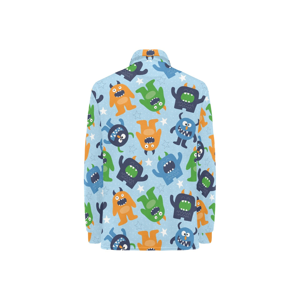 Alien Pattern Print Design 04 Women's Long Sleeve Polo Shirt