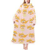 Cute shiba inu dog pattern Blanket Robe with Sleeves