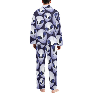 Alien Pattern Print Design 01 Men's Long Pajama Set