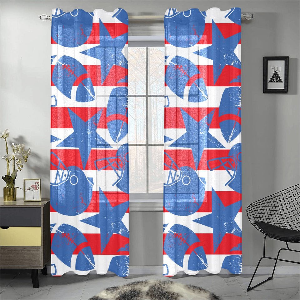 American football ball star stripes pattern Gauze Curtain