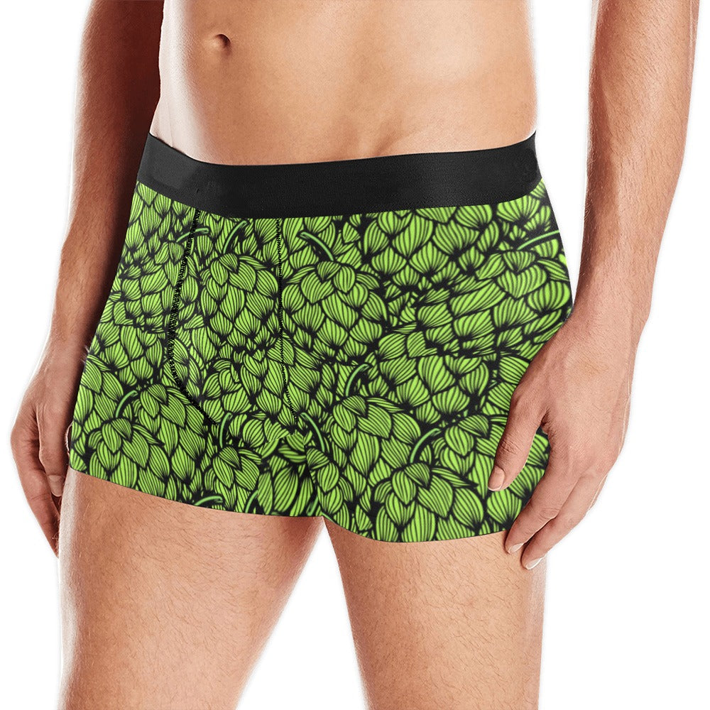 Green hop pattern Men's All Over Print Boxer Briefs Men's Underwear