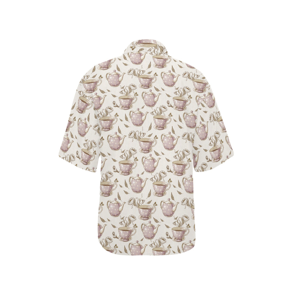 Tea pots Pattern Print Design 03 Women's All Over Print Hawaiian Shirt
