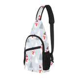 Snowman christmas tree snow gray background All Over Print Chest Bag