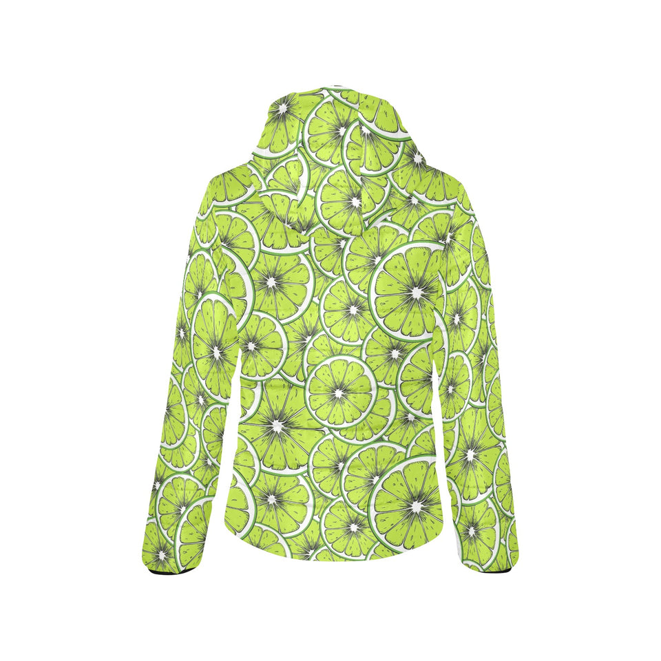 Slices of Lime design pattern Women's Padded Hooded Jacket