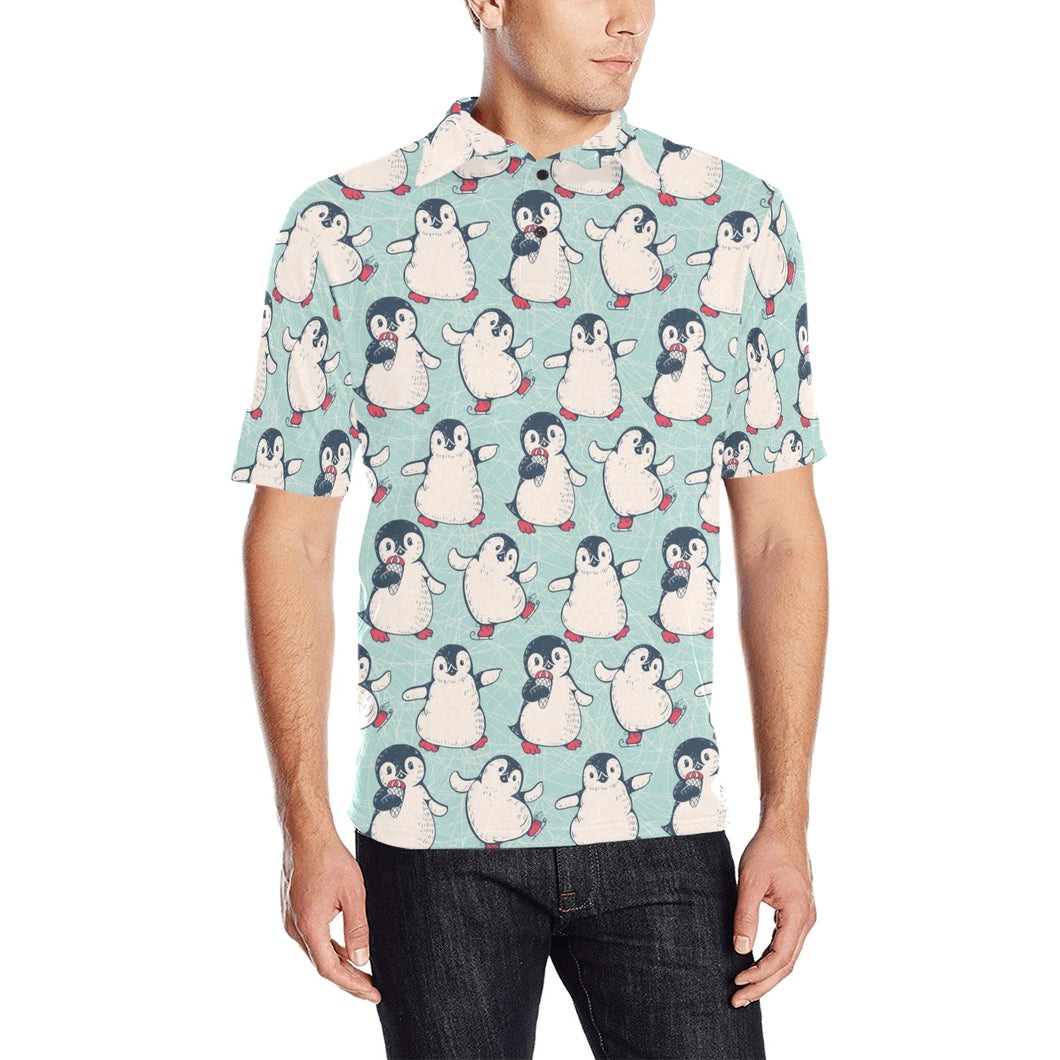 Cute Penguin pattern Men's All Over Print Polo Shirt