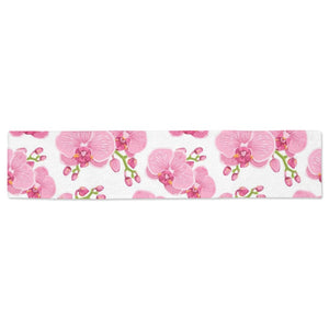 pink purple orchid pattern background Table Runner