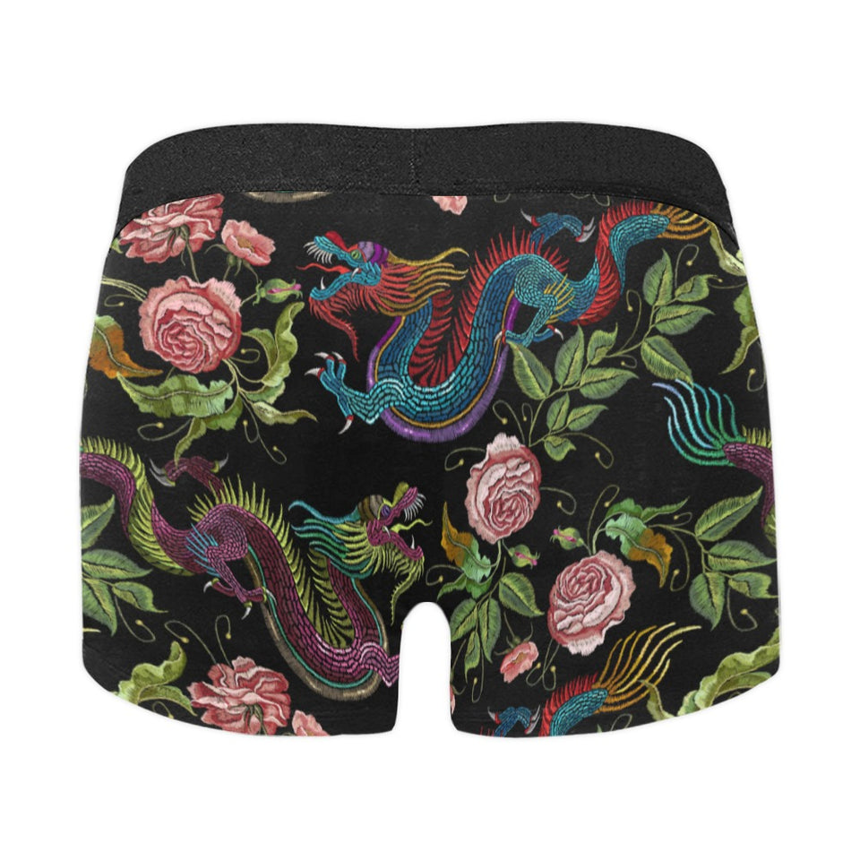 Dragons flower pattern Men's All Over Print Boxer Briefs Men's Underwear