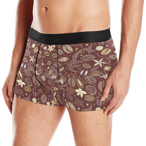 Coffee bean flower pattern Men's All Over Print Boxer Briefs Men's Underwear
