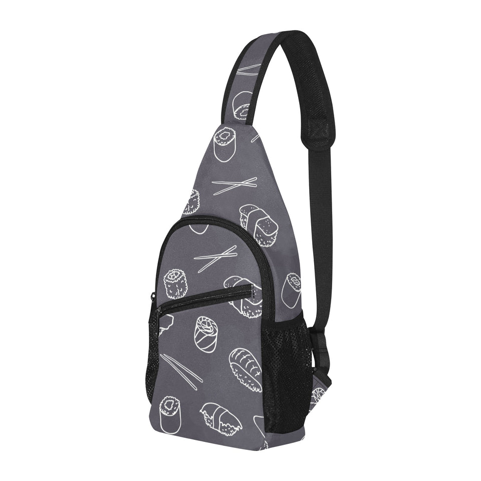 sushi pattern black background All Over Print Chest Bag