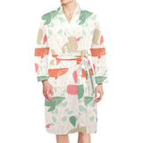 Cute whale pattern Men's Long Sleeve Belted Night Robe