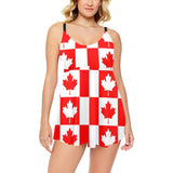 Canada Pattern Print Design 05 Chest Sexy Pleated Two Piece Swim Dress