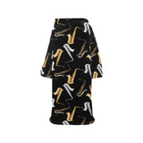saxophone design pattern Blanket Robe with Sleeves