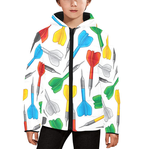 Darts Pattern Print Design 03 Kids' Boys' Girls' Padded Hooded Jacket