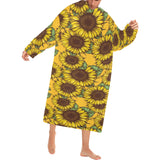 Sunflower pattern Blanket Robe with Sleeves