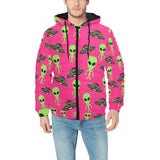 Alien Pattern Print Design 03 Men's Padded Hooded Jacket