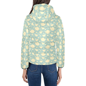 Tea pots Pattern Print Design 02 Women's Padded Hooded Jacket