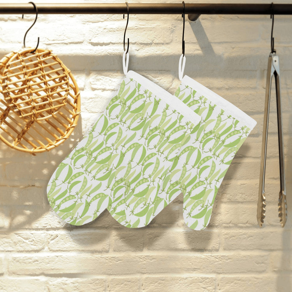 Green Peas Pattern Print Design 03 Heat Resistant Oven Mitts